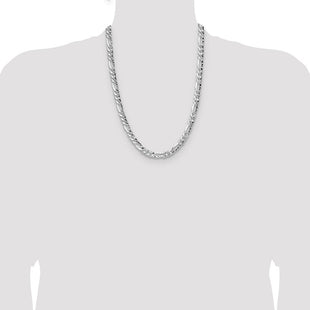 Sterling Silver Hammered Figaro Chain (Style QHF150-24)