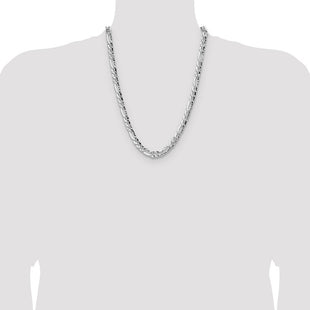 Sterling Silver Hammered Figaro Chain (Style QHF180-24)