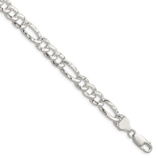 Sterling Silver Hammered Figaro Chain (Style QHF180-8)