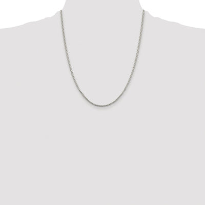 Sterling Silver Rhodium-plated Round Box Chain, 18 x 2mm