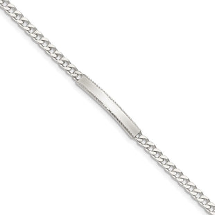 Sterling Silver Diamond-cut Engraveable Curb Link ID Bracelet (Style QID102-7)