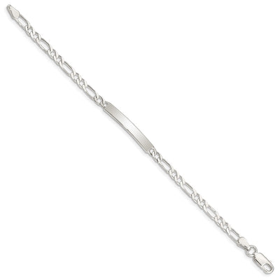 Sterling Silver Engraveable 6 in. Figaro Link ID Bracelet