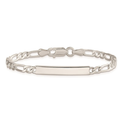 Sterling Silver Engraveable 6 in. Figaro Link ID Bracelet