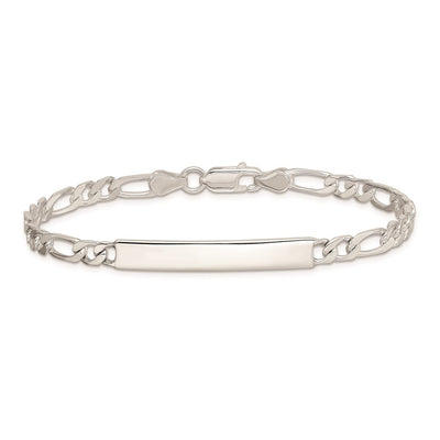 Sterling Silver Engraveable Figaro Link ID Bracelet