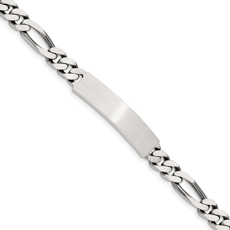 Sterling silver figaro link engravable ID bracelet