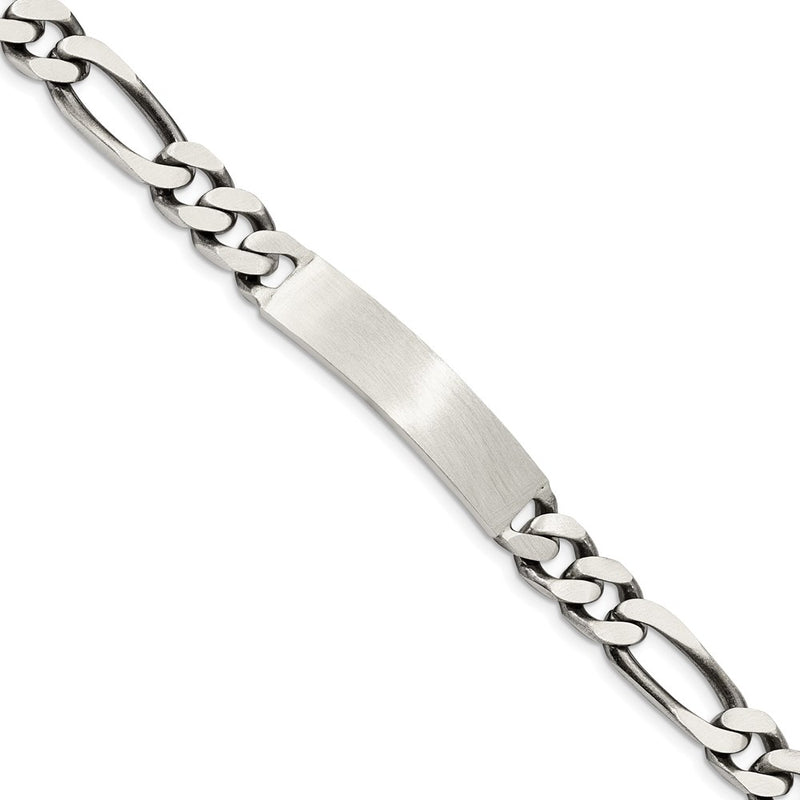 Sterling silver figaro link engravable ID bracelet