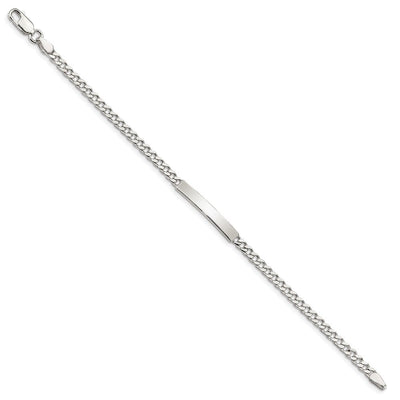 Sterling Silver Polished Engraveable Curb Link ID Bracelet, 7 x 4mm
