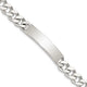 Sterling Silver Polished Engraveable Curb Link ID Bracelet, 8 x 9mm