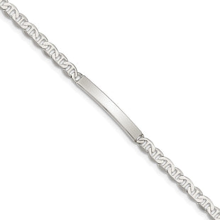 Sterling Silver Polished Engraveable Anchor Link ID Bracelet
