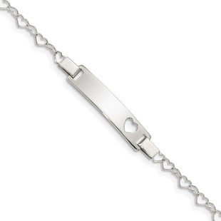 Sterling Silver Heart Baby ID Bracelet (Style QID150-6)