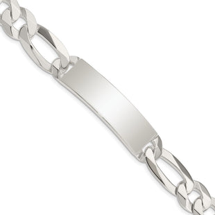 Sterling Silver Figaro Link ID Bracelet (Style QID191-8.5)