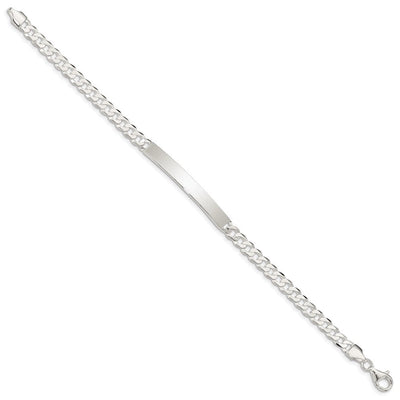 Sterling Silver Curb Link ID Bracelet, 7.5 x 5mm
