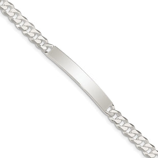 Sterling Silver Curb Link ID Bracelet (Style QID197-7.5)