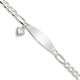 Sterling Silver Polished Figaro ID Heart Dangle Bracelet, 7.5 x 5.25mm