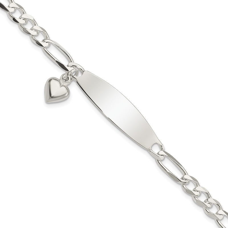 Sterling silver figaro link heart bracelet
