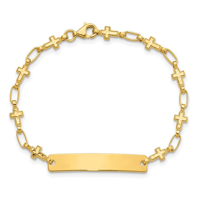 Sterling Silver Gold-tone Cross Children's ID Bracelet