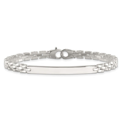 Sterling Silver Polished Fancy Link Mens ID Bracelet, 8 x 4.7mm