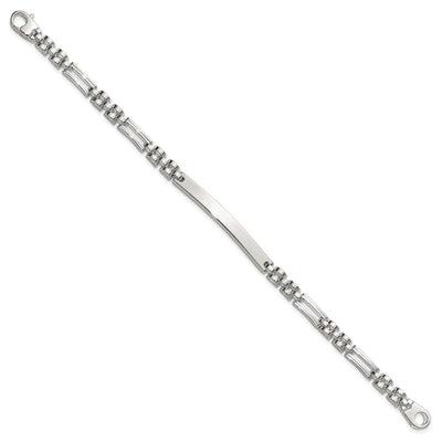 Sterling Silver Polished Fancy Link ID Bracelet, 7.5 x 4.7mm
