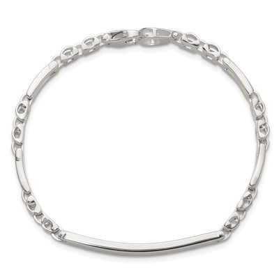 Sterling Silver Polished Fancy Link ID Bracelet, 7.5 x 4.7mm