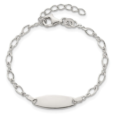 Sterling Silver Polished Fancy Link with Extension Childrens ID Bracelet