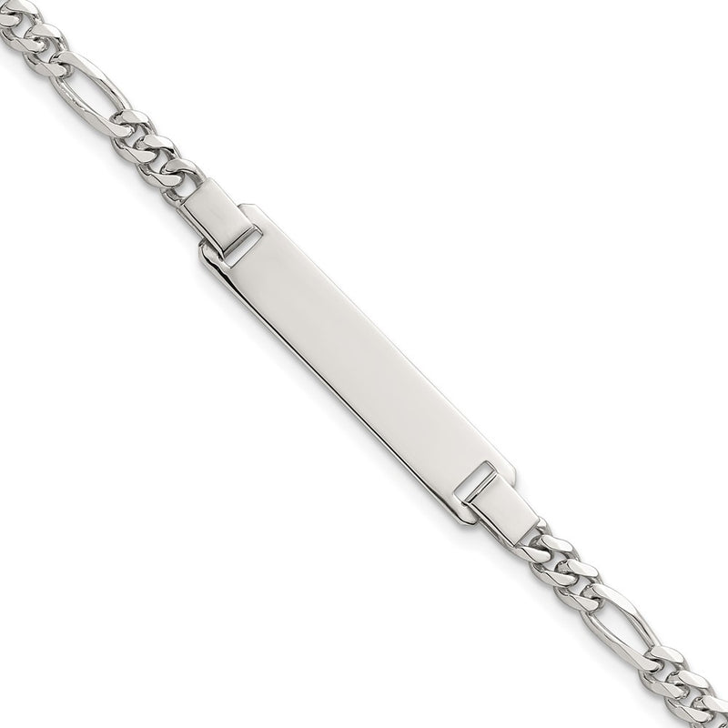 Sterling silver figaro link ID bracelet