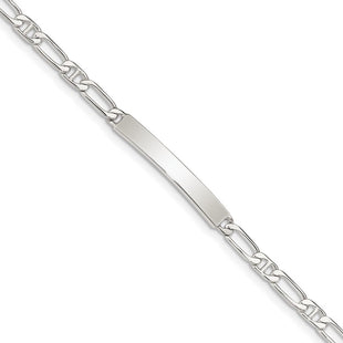 Sterling Silver Polished Engraveable Anchor Link ID Bracelet
