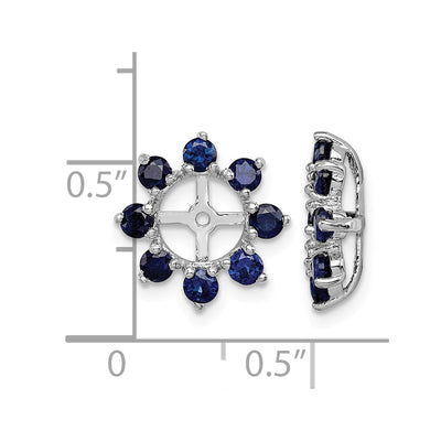 Sterling Silver Rhodium Created Sapphire Earring Jacket, 14 x 14mm