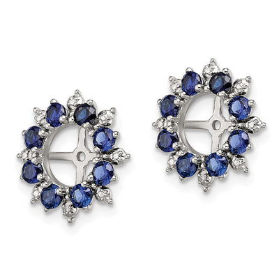 Sterling Silver Rhodium Diam. & Created Sapphire Earring Jacket, 15 x 15mm