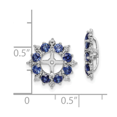 Sterling Silver Rhodium Diam. & Created Sapphire Earring Jacket, 15 x 15mm