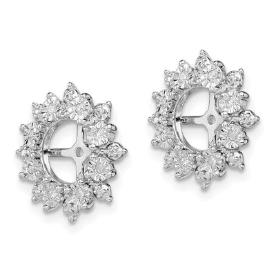 Sterling Silver Rhodium Diam. Earring Jacket, 14 x 14mm