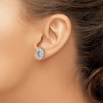Sterling Silver Rhodium Diam. Earring Jacket, 14 x 14mm