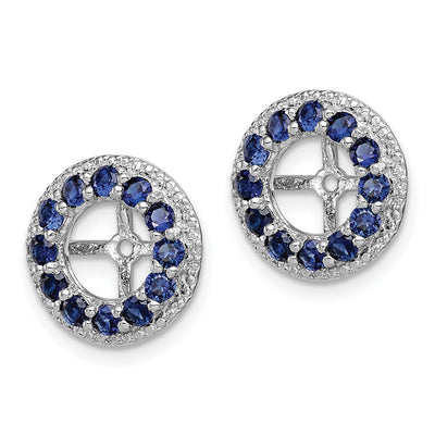 Sterling Silver Rhodium Diam. & Created Sapphire Earring Jacket, 12 x 12mm