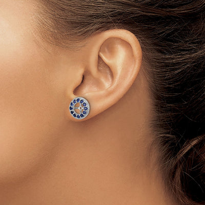 Sterling Silver Rhodium Diam. & Created Sapphire Earring Jacket, 12 x 12mm