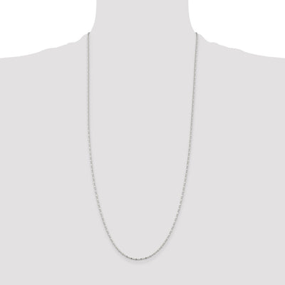 Sterling Silver Fancy Beaded Chain Anklet, 9 x 1.5mm