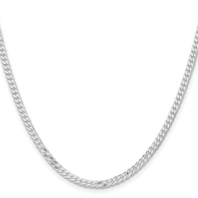 Sterling Silver Rhodium-plated Flat Curb Chain, 18 x 3.15mm