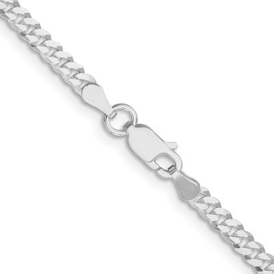 Sterling Silver Rhodium-plated Flat Curb Bracelet, 7 x 3.15mm