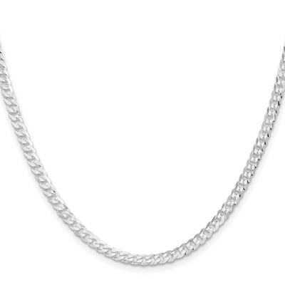 Sterling Silver Rhodium-plated Flat Curb Chain, 18 x 3.8mm