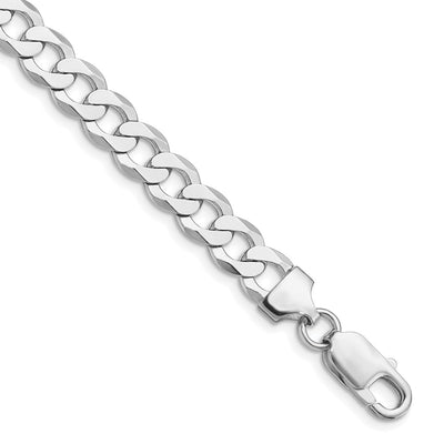 Sterling Silver Rhodium-plated Flat Curb Chain, 8 x 7.5mm