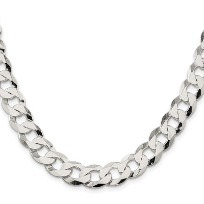 Sterling Silver Rhodium-plated Flat Curb Chain, 8 x 11.75mm