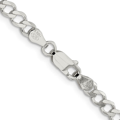 Sterling Silver Semi-solid Flat Curb Chain, 16 x 4.5mm