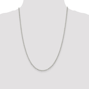 Sterling Silver Open Elongated Link Chain (Style QLL080-24)