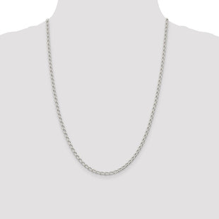 Sterling Silver Open Elongated Link Chain (Style QLL100-24)