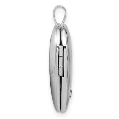 Sterling Silver Rhodium-plated Diamond Wings Heart Locket