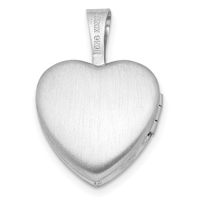 Sterling Silver Rhodium-plated D/C Enameled Floral Cross Heart Locket