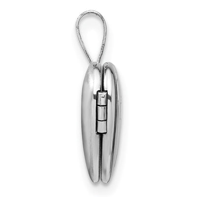 Sterling Silver Rhodium-plated Polished Cross Heart Locket