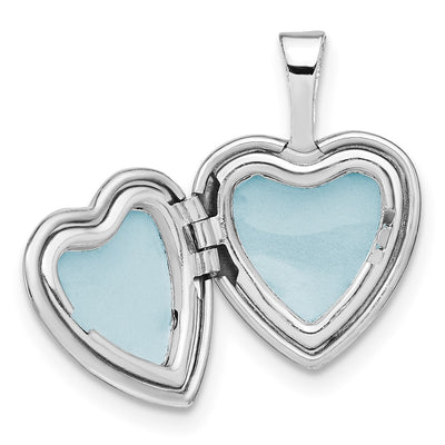 Sterling Silver Rhodium-plated Polished Cross Heart Locket