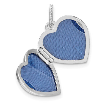 Sterling Silver Rhodium-plated Lab Created Ruby Heart Locket