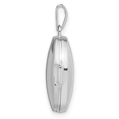 Sterling Silver Rhodium-plated Diamond Oval Locket