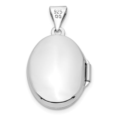 Sterling Silver Rhodium-plated Diamond Oval Locket