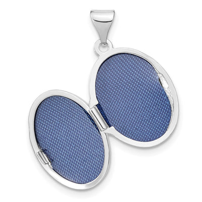 Sterling Silver Rhodium-plated Diamond Oval Locket
